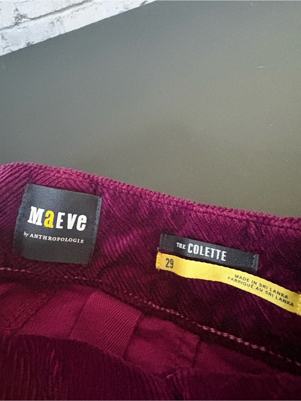 Maeve Anthropology The Colette Corduroy Berry Wide Leg Pants - Picture 7 of 9